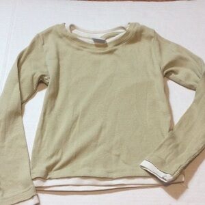 Zara Beige Long Sleeve Ribbed Top, Sz 8: